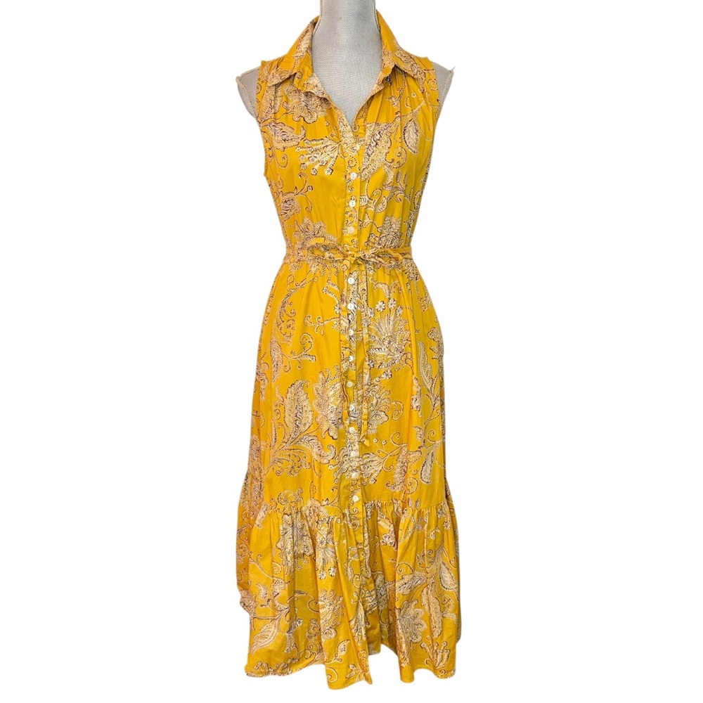 🌱 Fifteen Twenty Yellow Paisley Sleeveless Shirt Dress